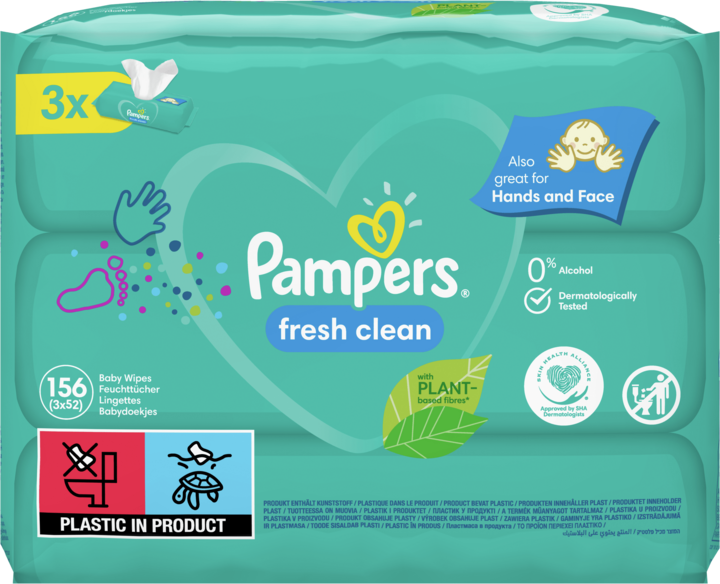 pampers fresh clean chusteczki dla niemowląt 6x64 szt