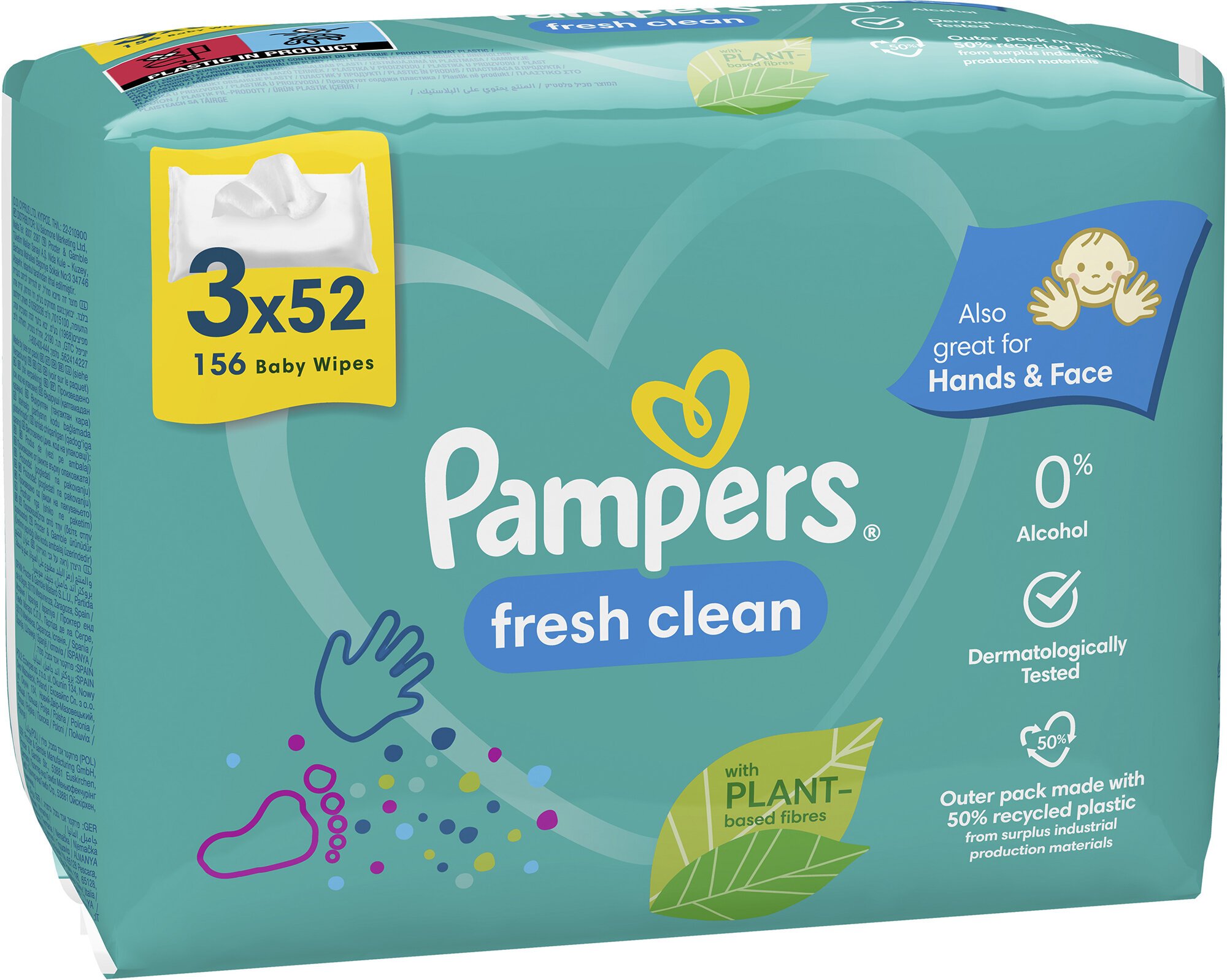 pampers chusteczki nawilżane dla niemowląt 4 x 52 szt